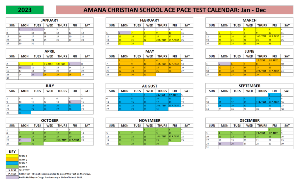Calendar Amana Christian School